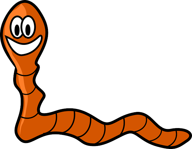tekening van een oranje worm